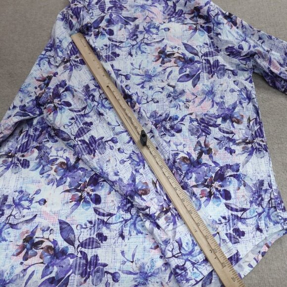 Robert Graham Shirt 1XL Blue Geometric Flip Cuff Scorpion Embroidery - Picture 8 of 9